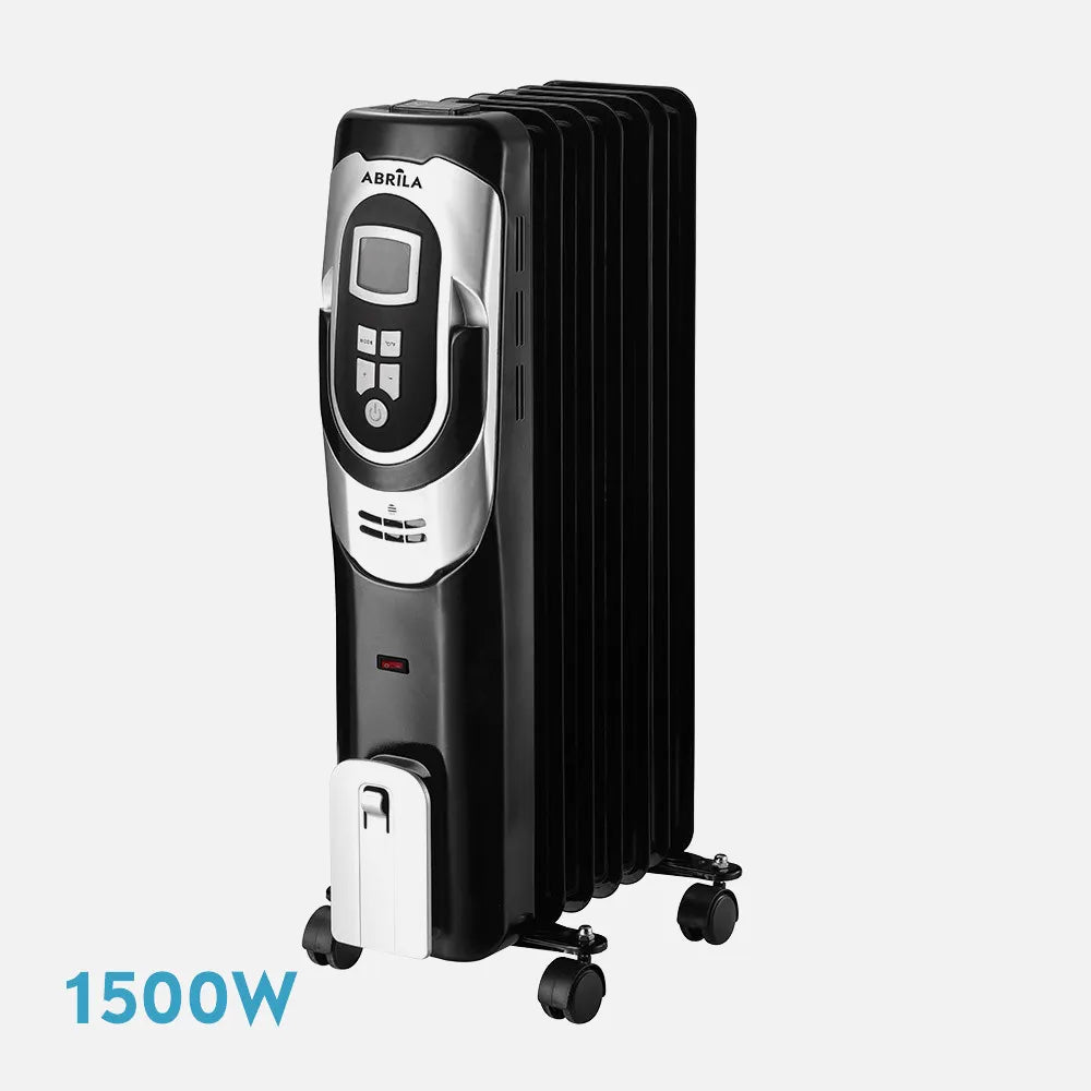 Radiador de aceite Confort 1500 W de FABRILAMP en color negro/plata – vista de detalle