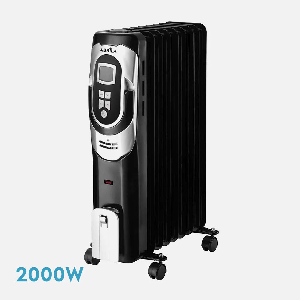 Radiador de aceite Confort 2000 W de FABRILAMP en color negro/plata – vista de detalle