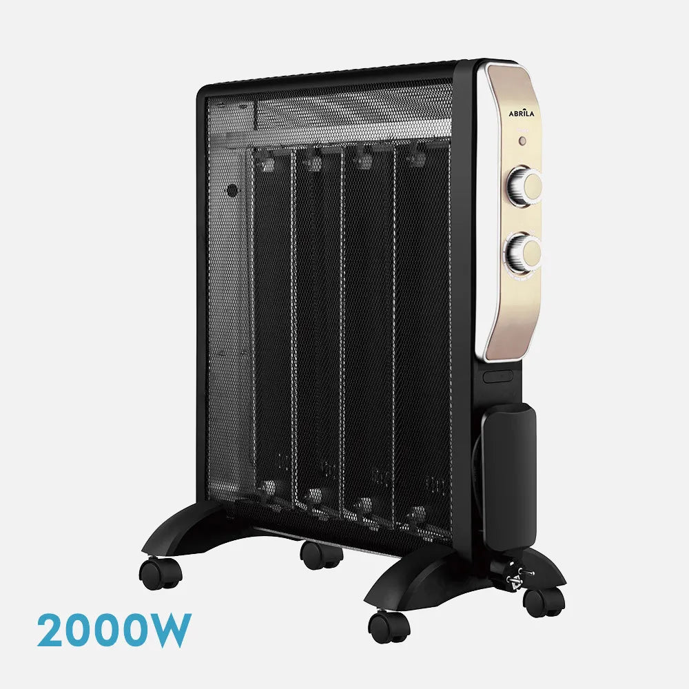 Radiador de mica Abrigo 2000 W (61,5x56x26,5 cm) de FABRILAMP en color negro/oro – vista de detalle