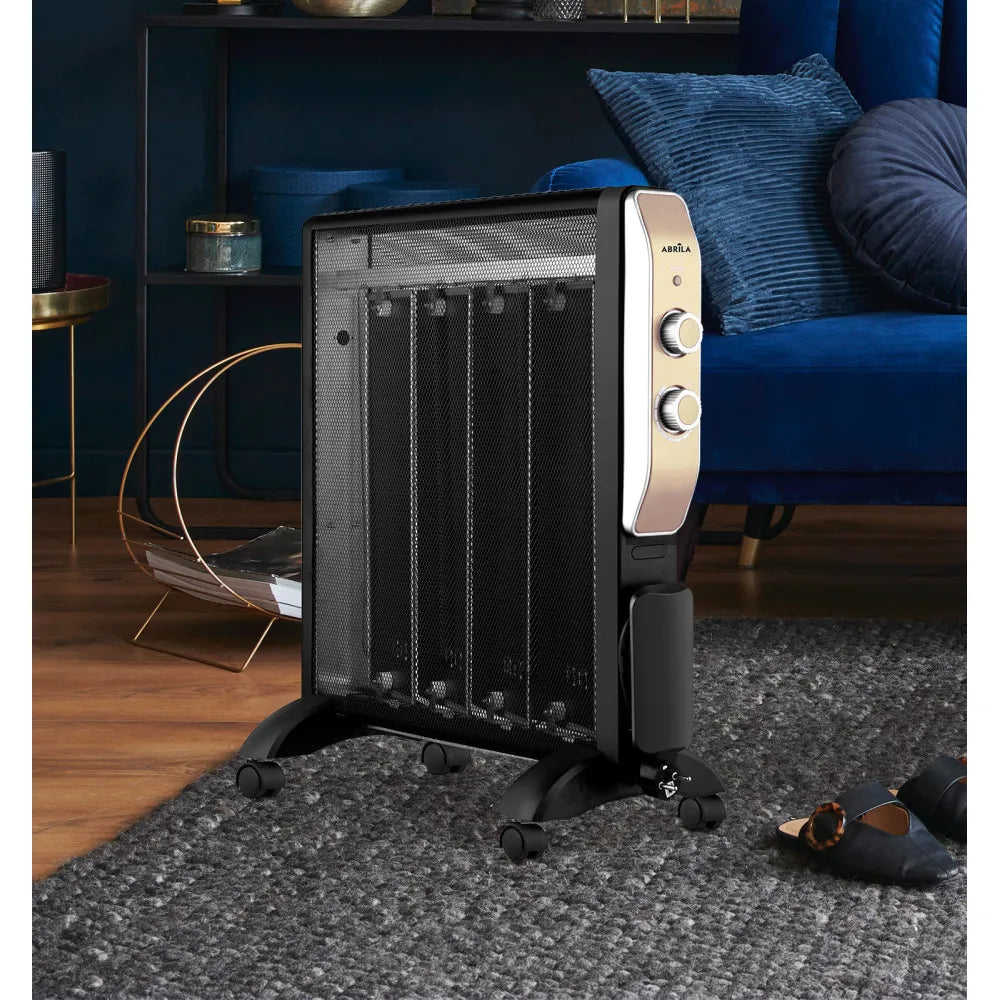Radiador de mica Abrigo 2000 W (61,5x56x26,5 cm) de FABRILAMP en color negro/oro – vista de detalle
