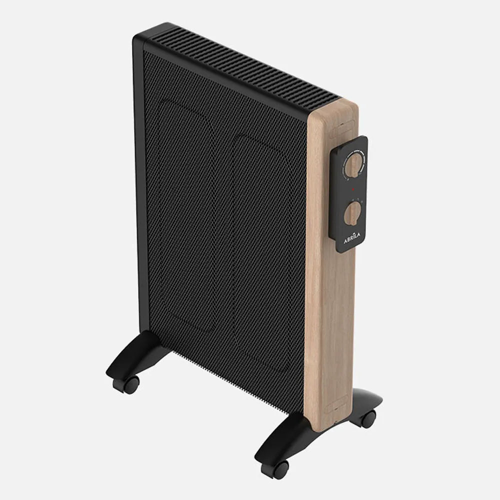 Radiador de mica Badin 1500 W de FABRILAMP en color negro/madera – vista de detalle