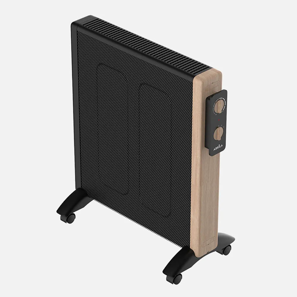 Radiador de mica Badin 2000 W de FABRILAMP en color negro/madera – vista de detalle