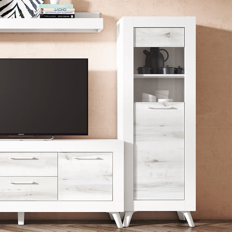 Cómoda 4 cajones KRONOS.5 Muebles Ramis de 100 cm en acabado roble natural y polar