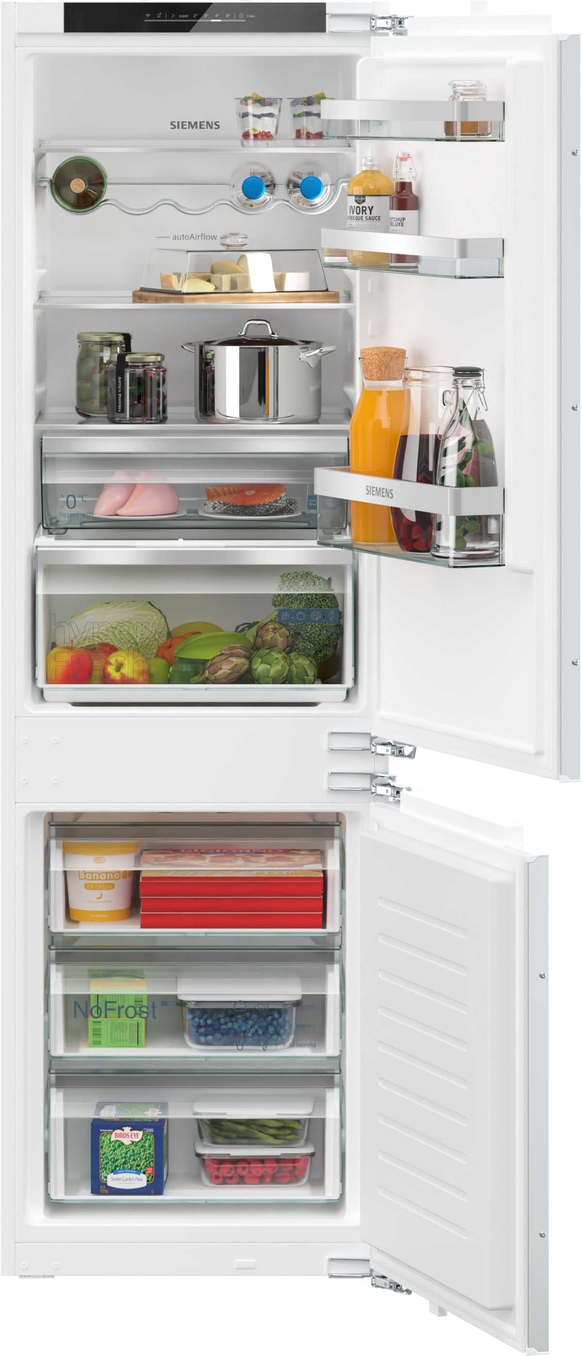 Frigorífico combi integrable Siemens KI86NHFE0 iQ300, vista frontal del producto