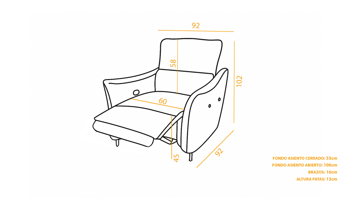 Sillón Bergamo relax eléctrico + cabezal manual