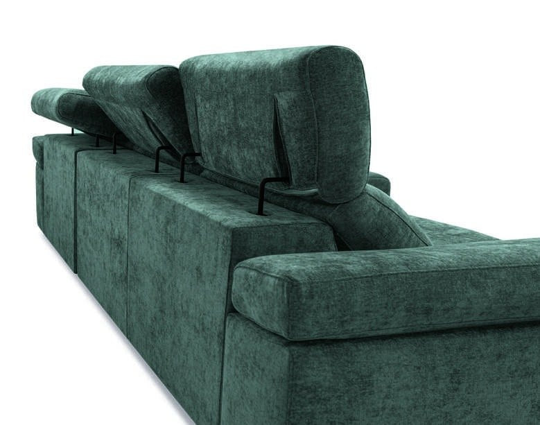 Detalle del cabezal reclinable del sofá Maxi de A.V. Sofás en verde