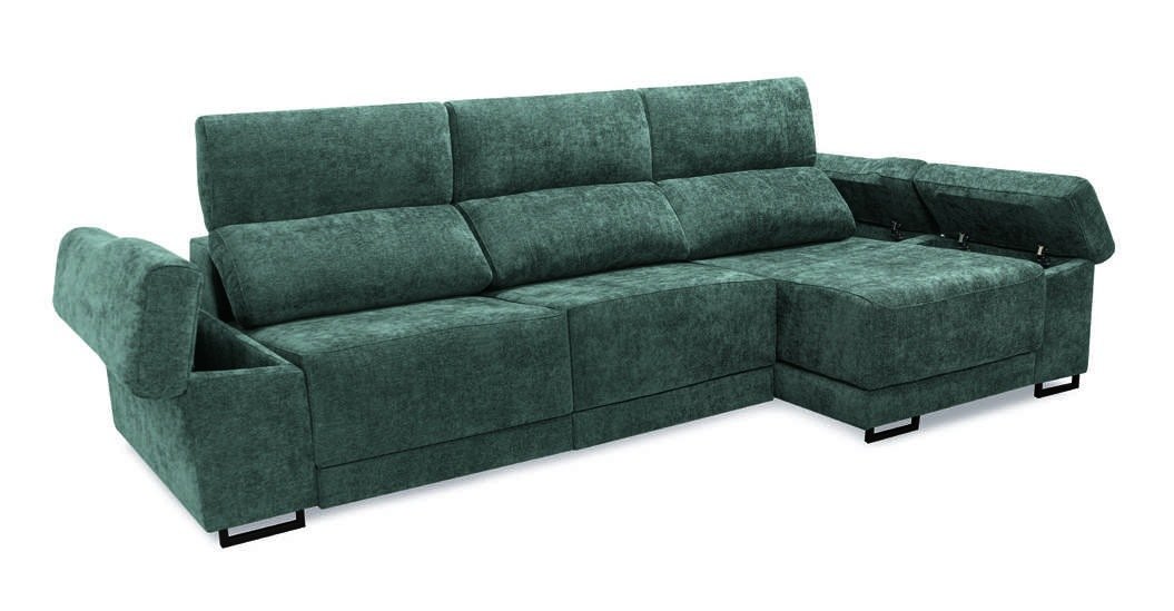 Sofá Maxi de A.V. Sofás con chaise longue en verde y arcón del brazo abierto