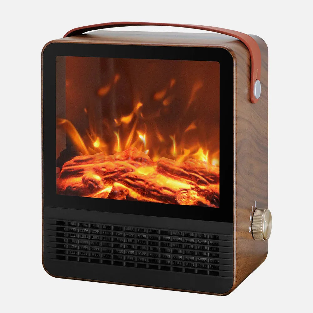 Calefactor cerámico efecto llama Caleta 1500 W de FABRILAMP en color marrón