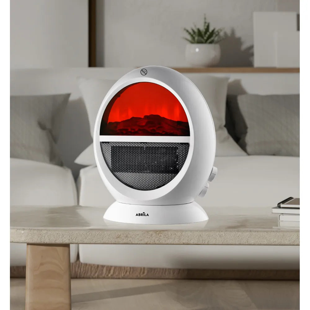 Calefactor efecto llama Mongol 2000 W de FABRILAMP en color blanco – vista de detalle