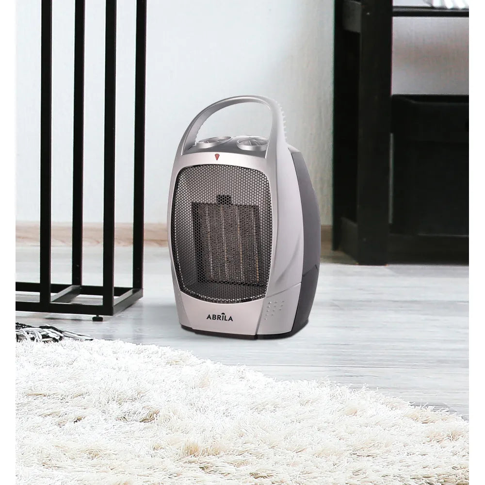 Calefactor cerámico 1500 W (28x18,5x15 cm) de FABRILAMP en color negro/plata – vista de detalle