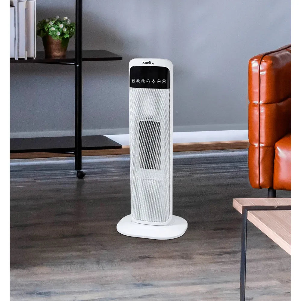 Calefactor cerámico vertical Guadalupe 2000 W de FABRILAMP en color blanco/negro – vista de detalle