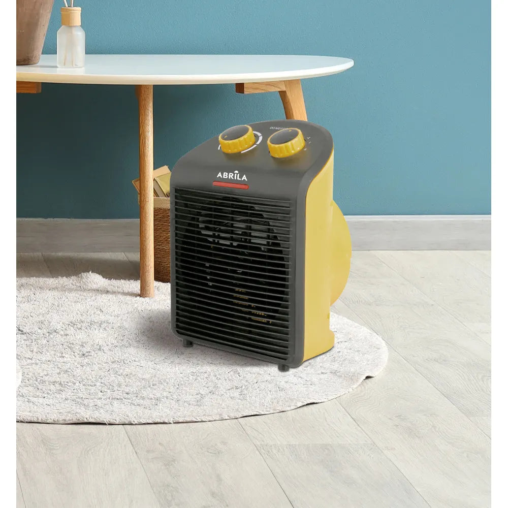 Calefactor termoventilador Croacia 2000 W de FABRILAMP en color amarillo/negro – vista de detalle
