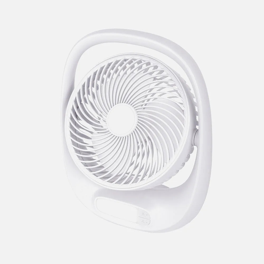 Ventilador recargable de sobremesa Águila 5 W de FABRILAMP en color blanco – vista de detalle