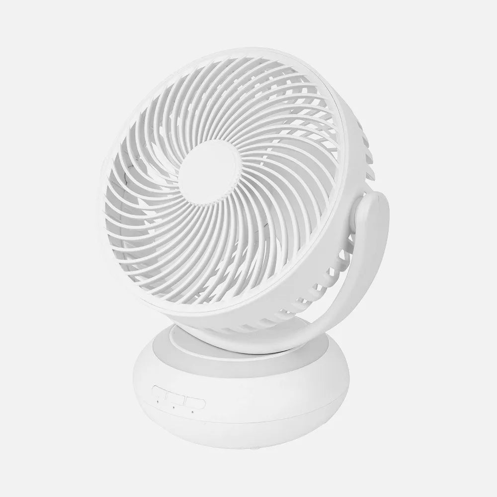 Ventilador recargable de sobremesa Bengalí 5 W de FABRILAMP en color blanco – vista de detalle