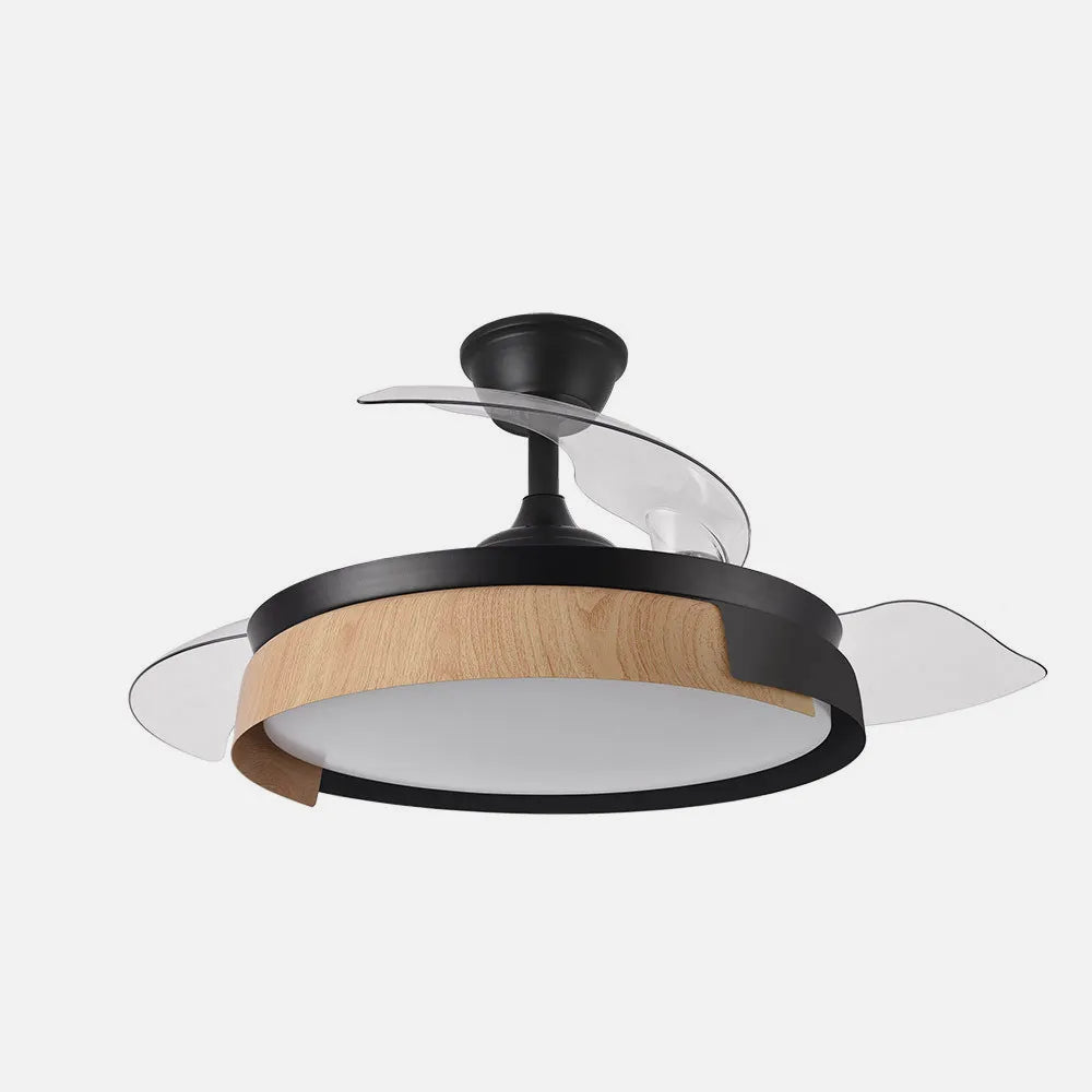 Ventilador de techo DC Provenza 107 cm con aspas retráctiles y luz LED de FABRILAMP en color negro/haya
