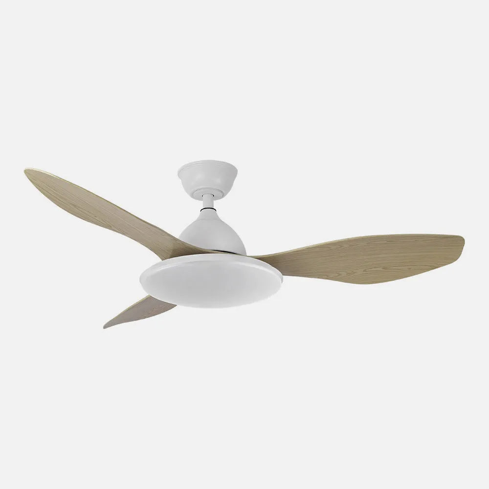 Ventilador de techo DC Yael 122 cm con luz LED de FABRILAMP en color blanco/haya