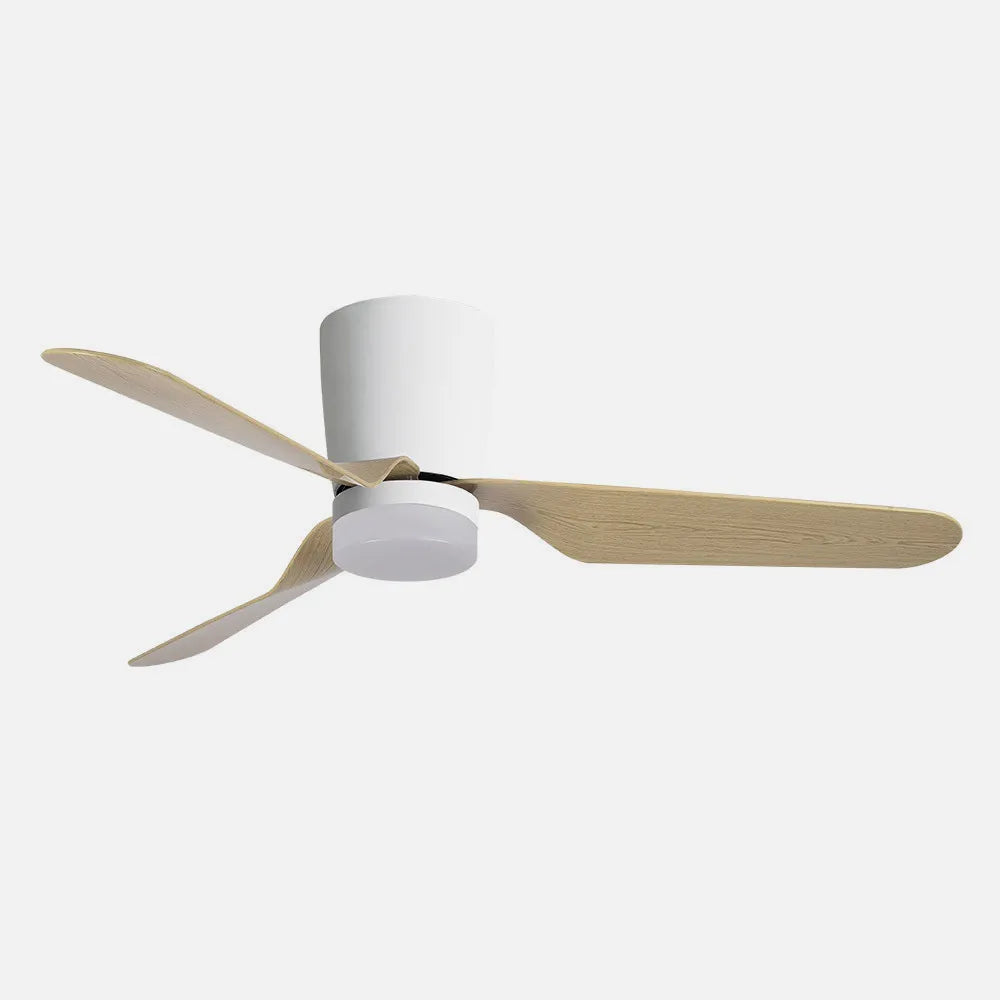 Ventilador de techo DC Kochi 132 cm con luz LED de FABRILAMP en color blanco/haya
