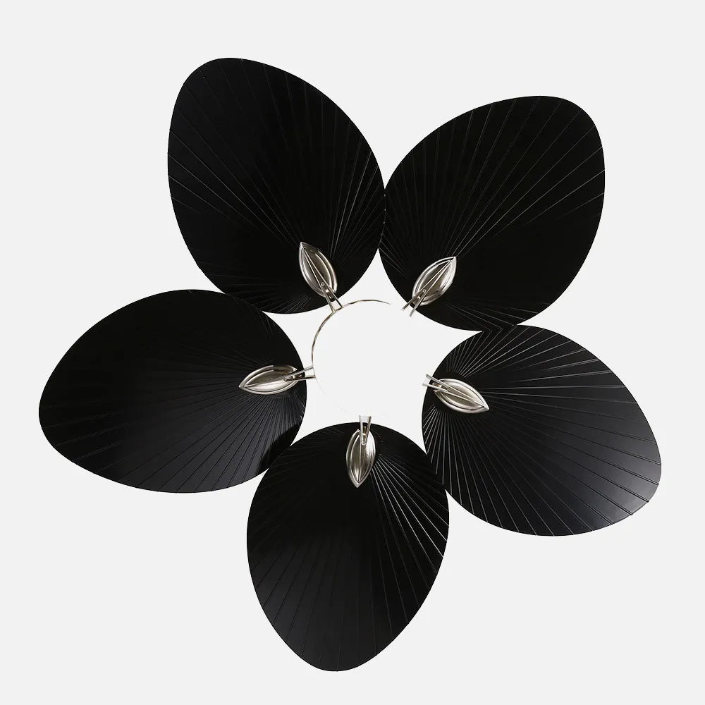 Ventilador de techo DC Chaw 132 cm con luz LED de FABRILAMP en color níquel/negro – vista de detalle