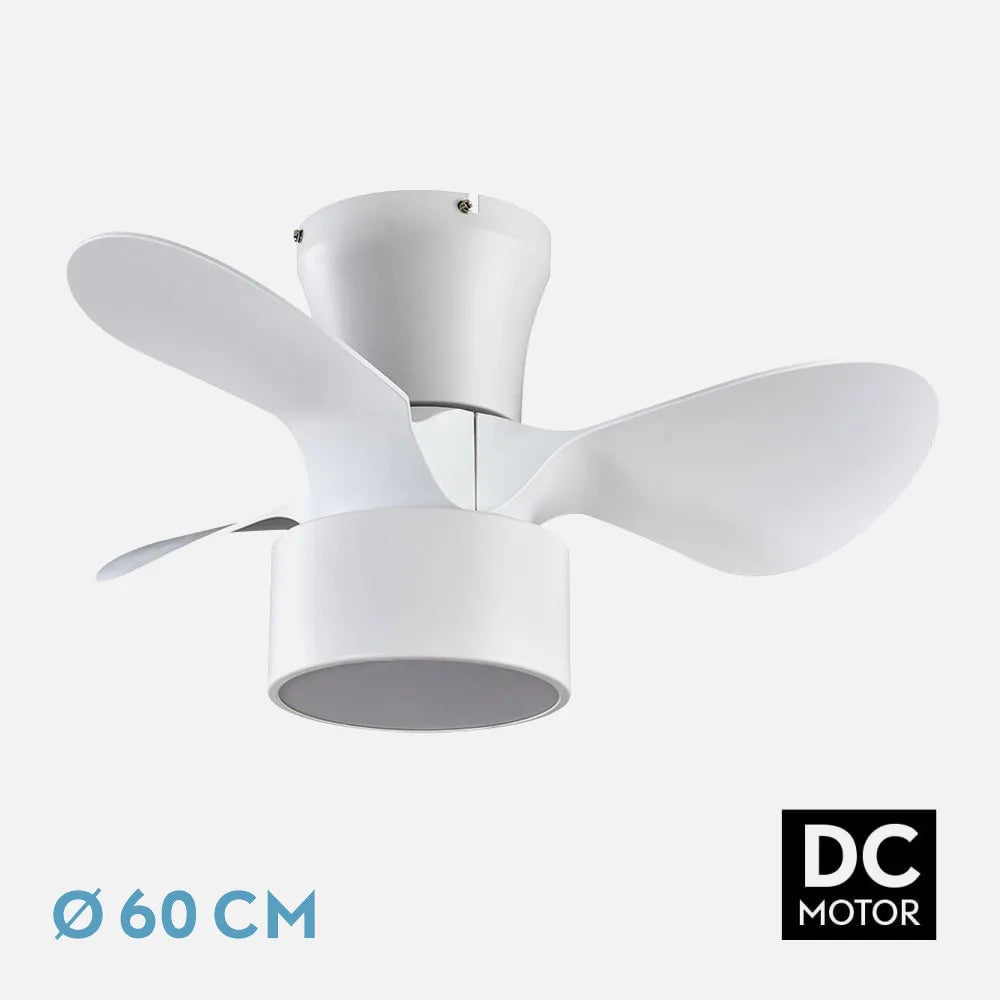 Ventilador de techo DC Kos 60 cm con luz LED de FABRILAMP en color blanco – vista de detalle