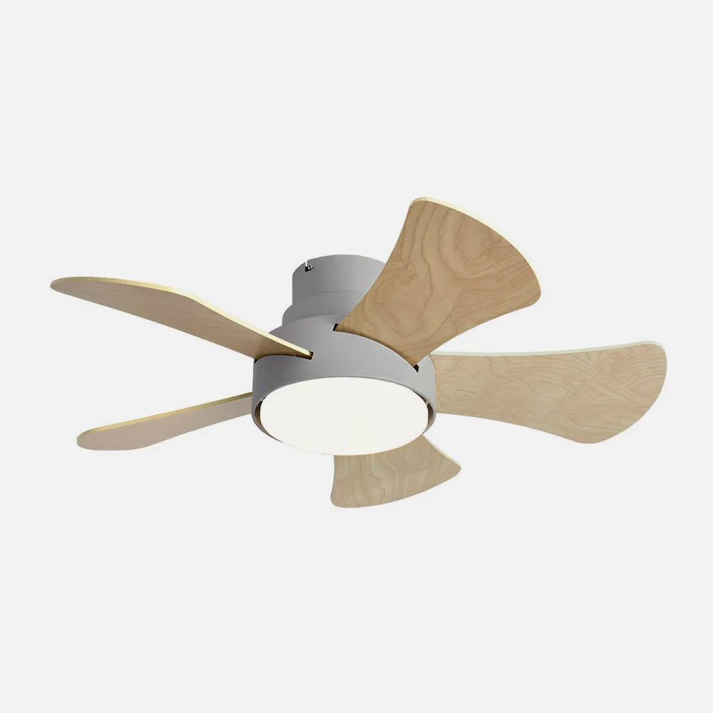 Ventilador de techo DC Gregario 82 cm con luz LED de FABRILAMP en color gris/blanco-gris/haya