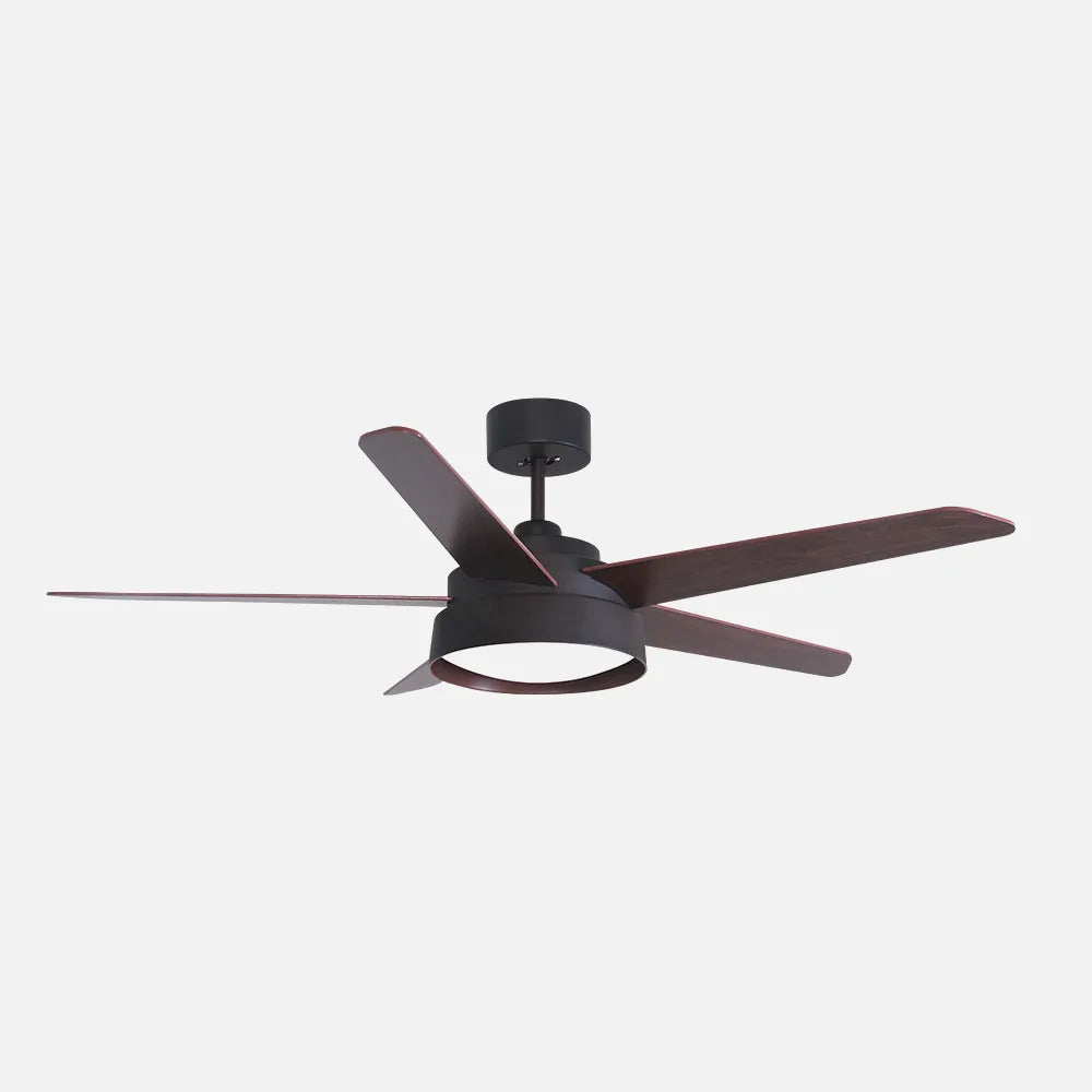Ventilador de techo DC Lebeche 132 cm con luz LED de FABRILAMP en color marrón/nogal-marrón-roble – vista de detalle