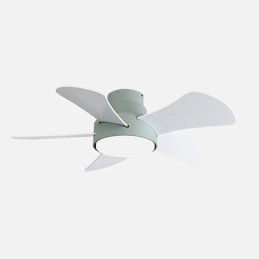 Ventilador de techo DC Gregario 82 cm con luz LED de FABRILAMP en color verde/blanco-verde/haya – vista de detalle