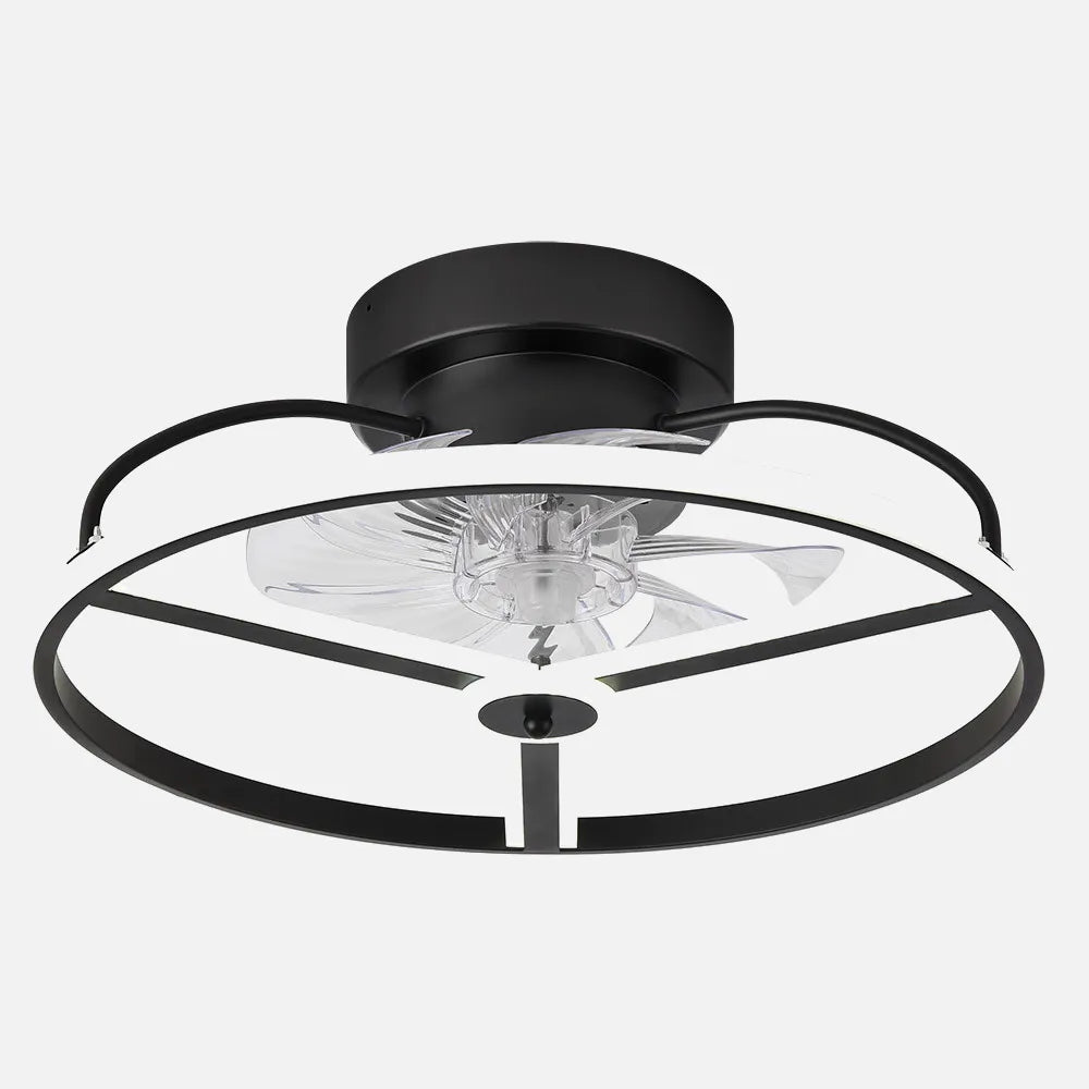 Ventilador de techo tipo plafón DC Bora 50 cm con luz LED de FABRILAMP en color negro – vista de detalle