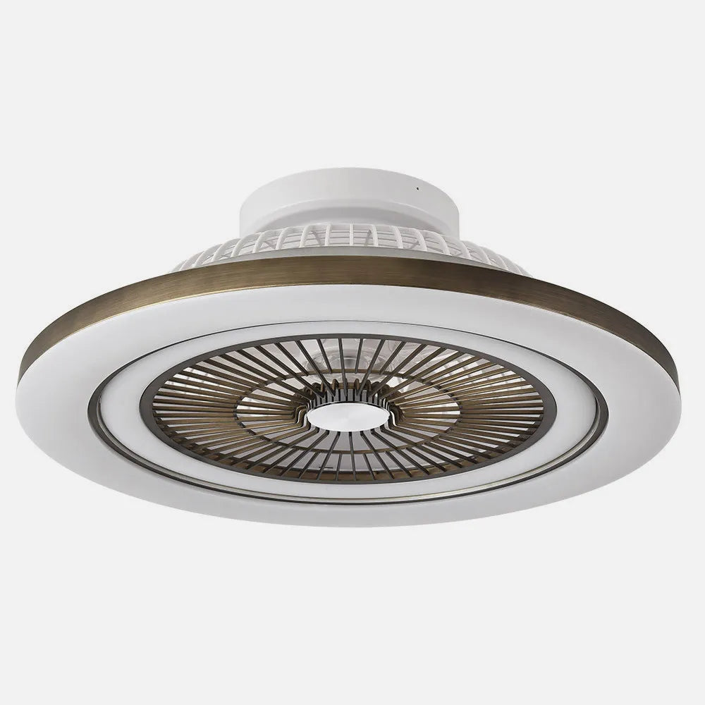 Ventilador de techo tipo plafón DC Mato 58 cm con luz LED de FABRILAMP en color cuero