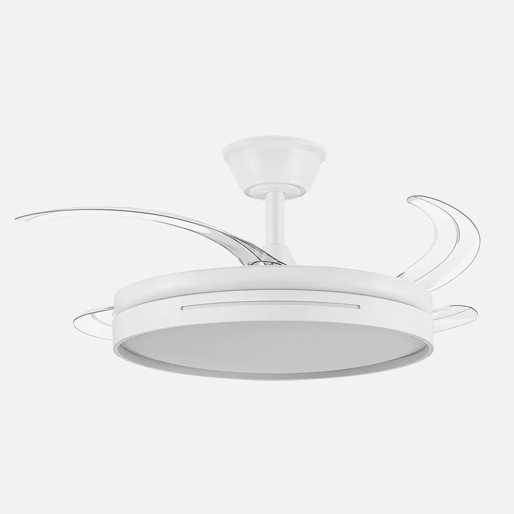 Ventilador de techo DC Micenas 106 cm con aspas retráctiles y luz LED de FABRILAMP en color blanco
