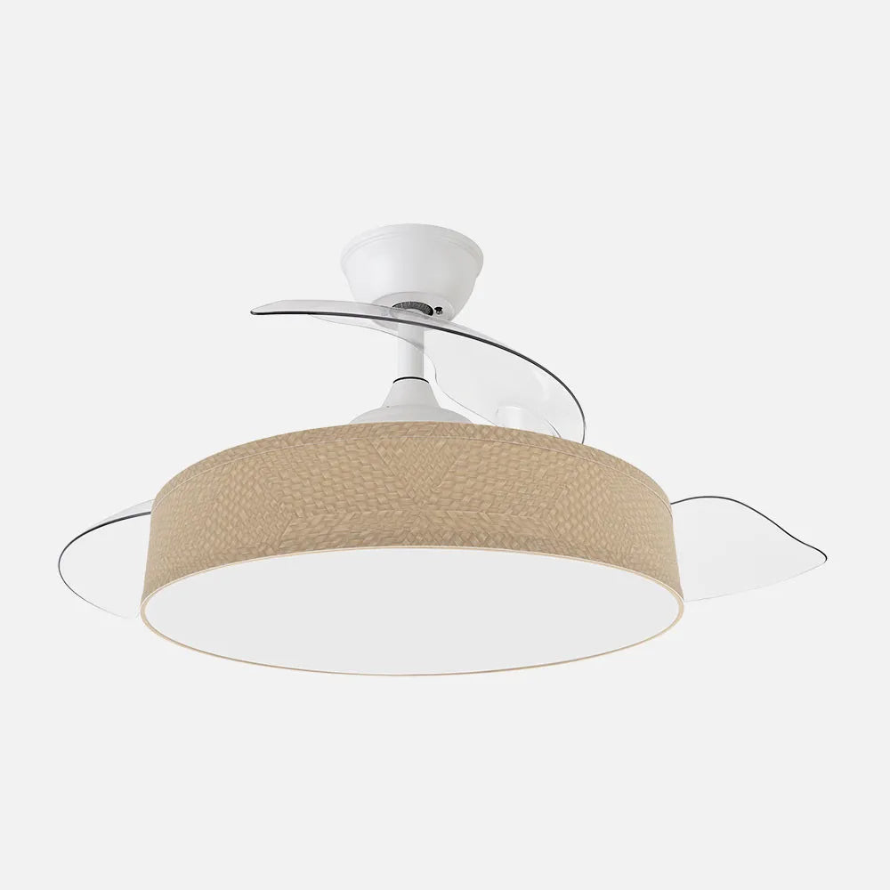 Ventilador de techo DC Boga 108 cm con aspas retráctiles y luz LED de FABRILAMP en color blanco/beige