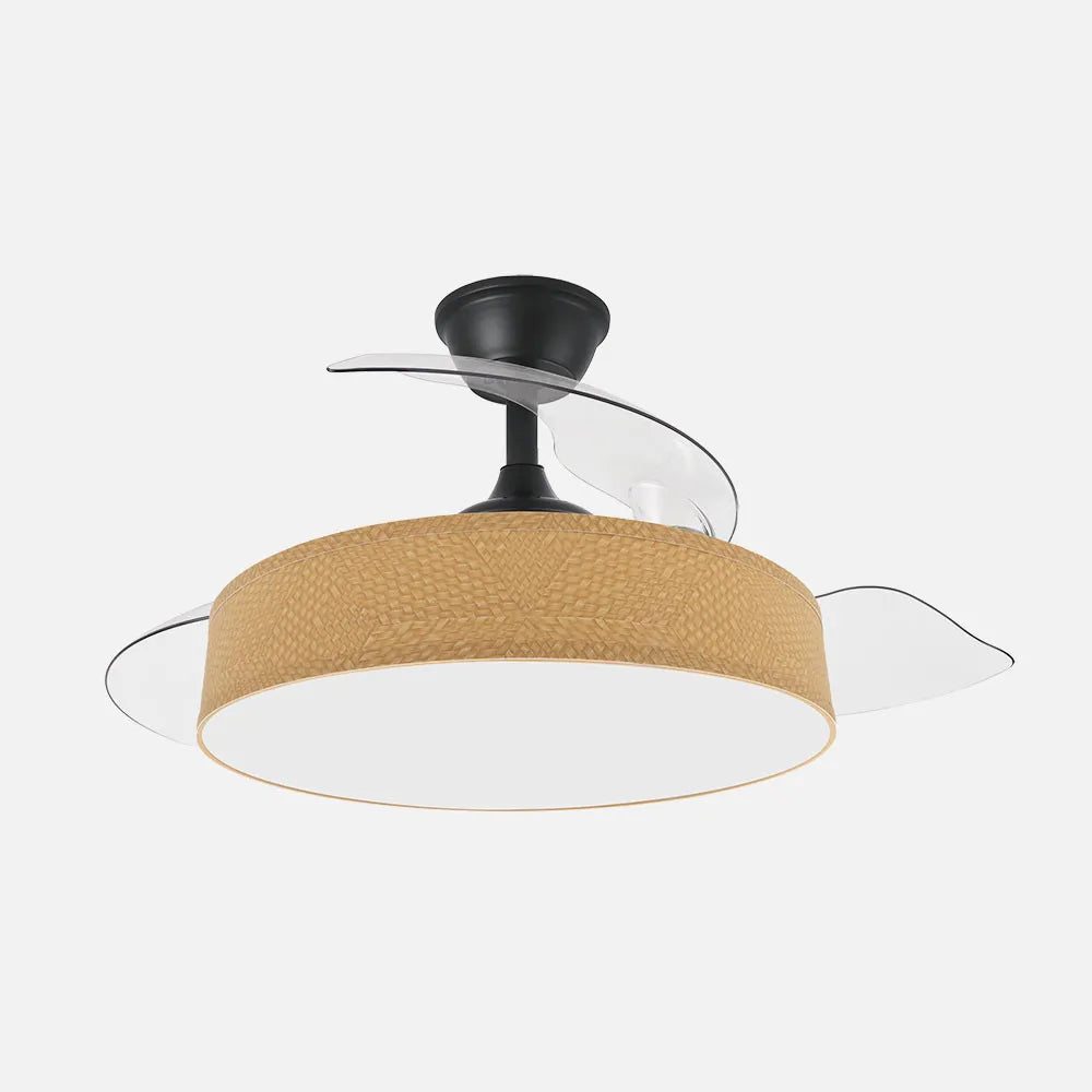 Ventilador de techo DC Boga 108 cm con aspas retráctiles y luz LED de FABRILAMP en color negro/amarillo
