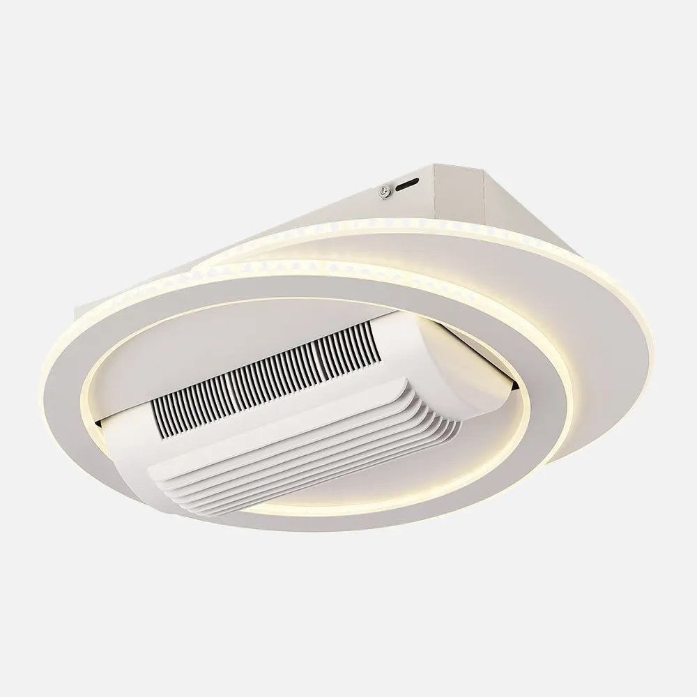 Ventilador de techo tipo plafón DC Camaleón 40 cm con luz LED de FABRILAMP en color blanco – vista de detalle