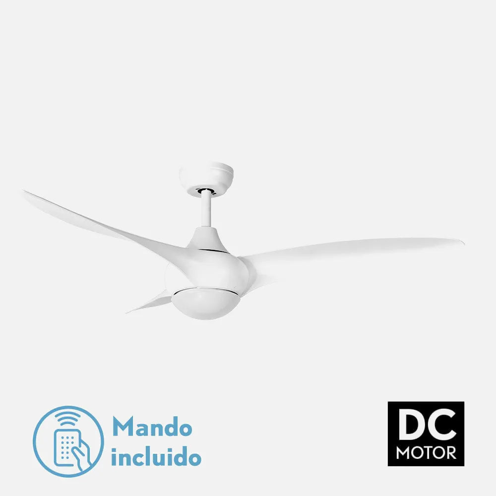 Ventilador de techo DC Canea 134 cm con luz LED de FABRILAMP en color blanco – vista de detalle