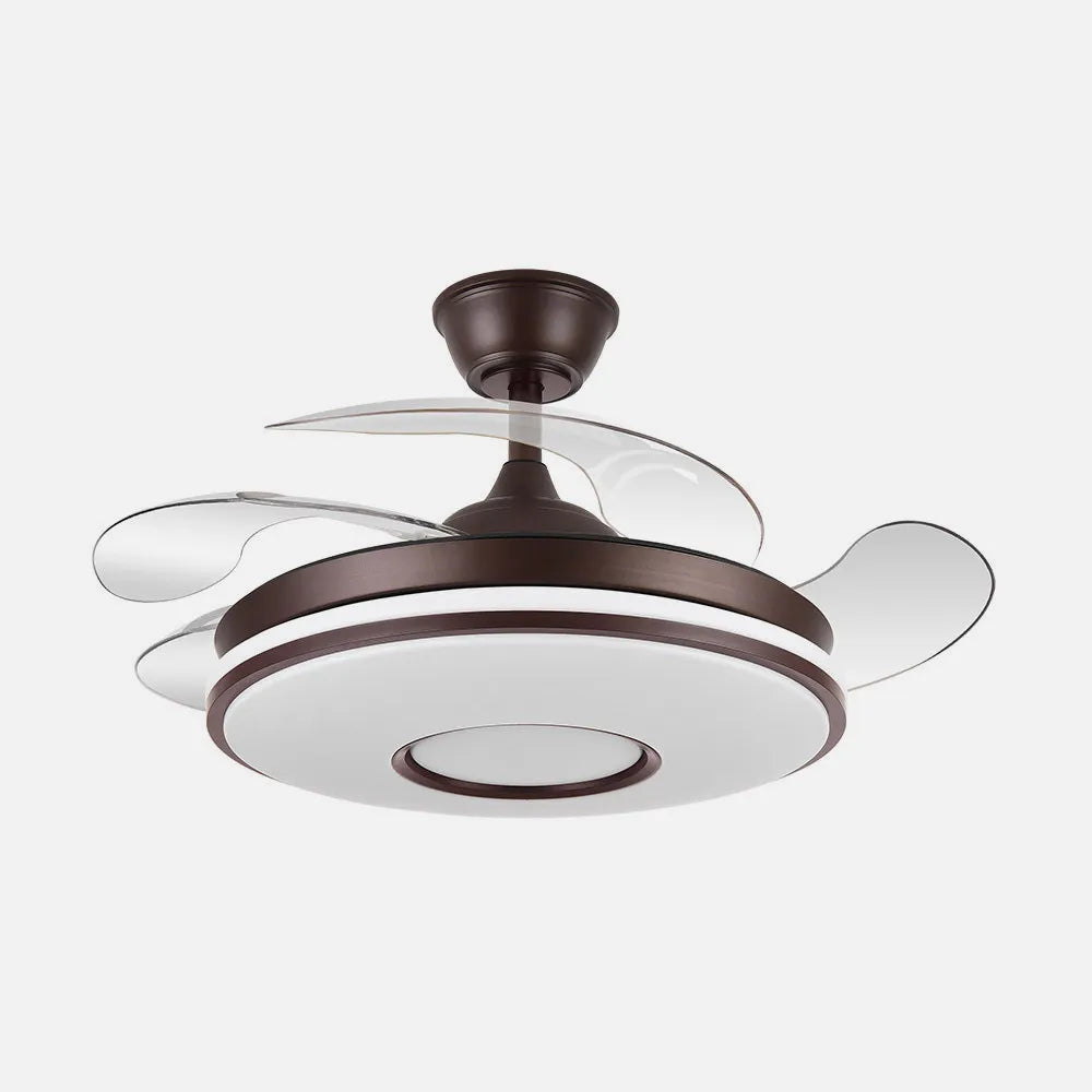 Ventilador de techo DC Dani 106 cm con aspas retráctiles y luz LED de FABRILAMP en color marrón