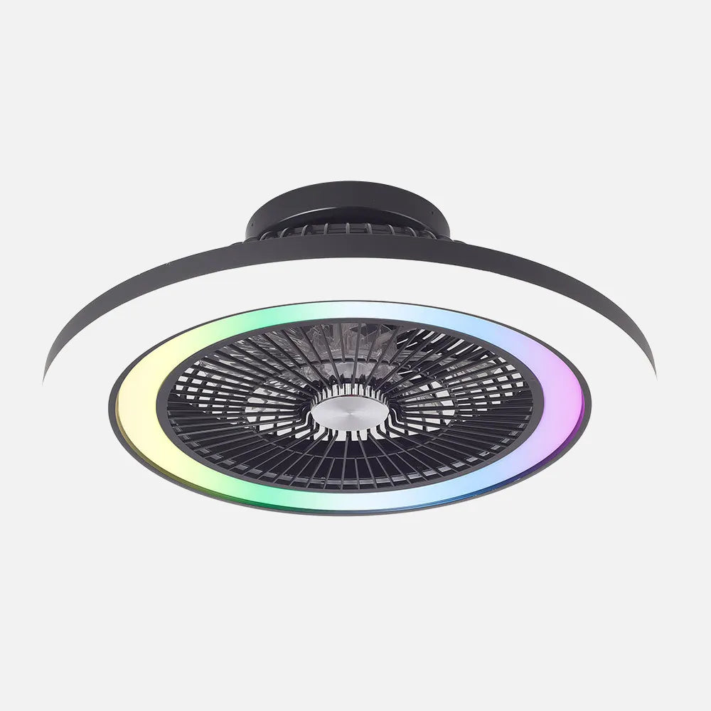 Ventilador de techo tipo plafón DC Antártida 58 cm con luz LED de FABRILAMP en color negro