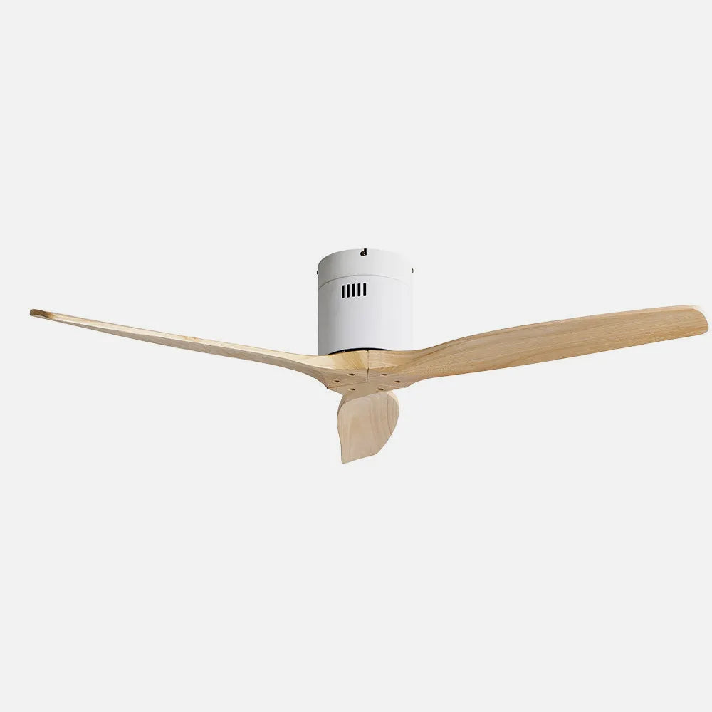 Ventilador de techo DC Aguilón 132 cm sin luz de FABRILAMP en color blanco/haya