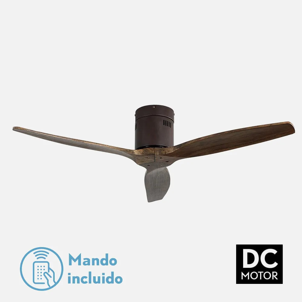 Ventilador de techo DC Aguilón 132 cm sin luz de FABRILAMP en color marrón/roble – vista de detalle