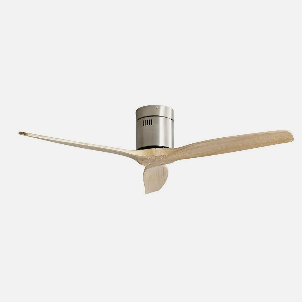 Ventilador de techo DC Aguilón 132 cm sin luz de FABRILAMP en color níquel/haya