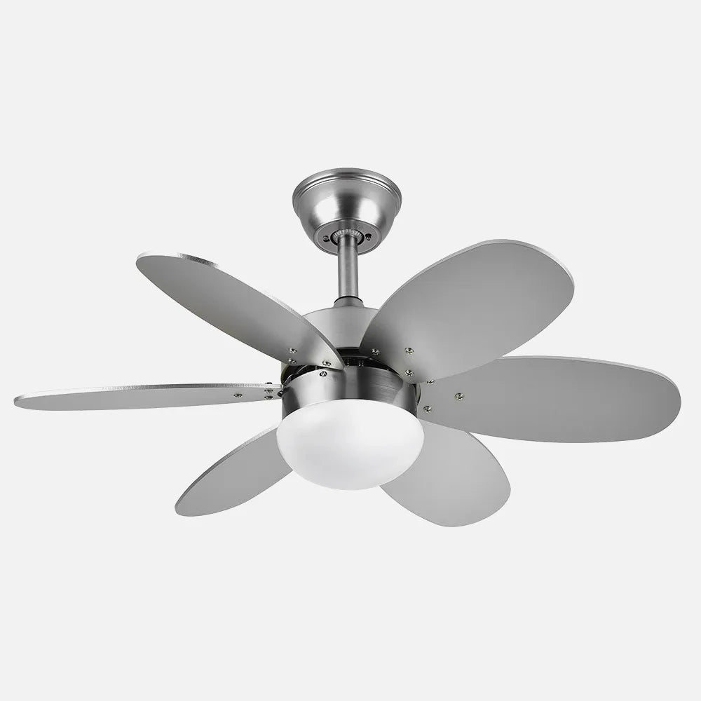 Ventilador de techo DC Alves 85 cm con 2 portalámparas E27 de FABRILAMP en color níquel/plata – níquel/haya – vista de detalle