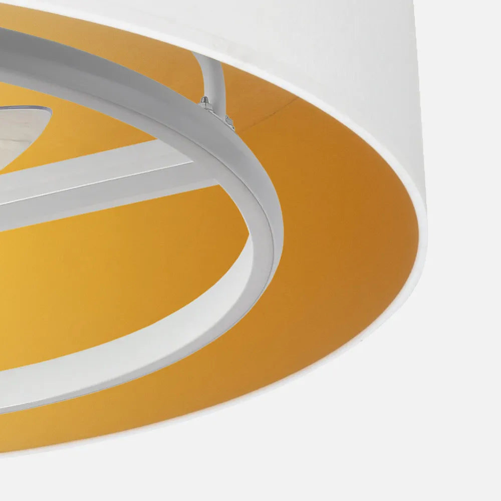 Ventilador de techo tipo plafón DC Anuska 70 cm con luz LED de FABRILAMP en color blanco/oro – vista de detalle