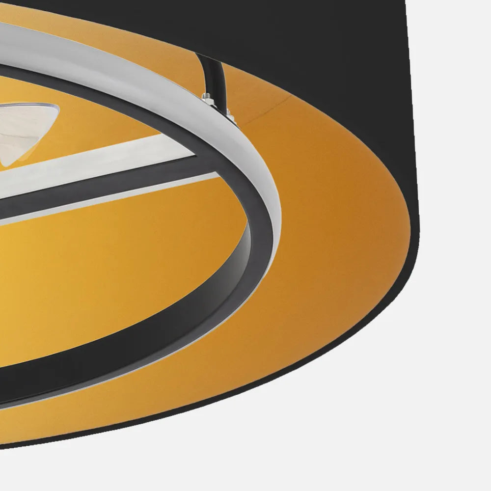 Ventilador de techo tipo plafón DC Anuska 70 cm con luz LED de FABRILAMP en color negro/oro – vista de detalle