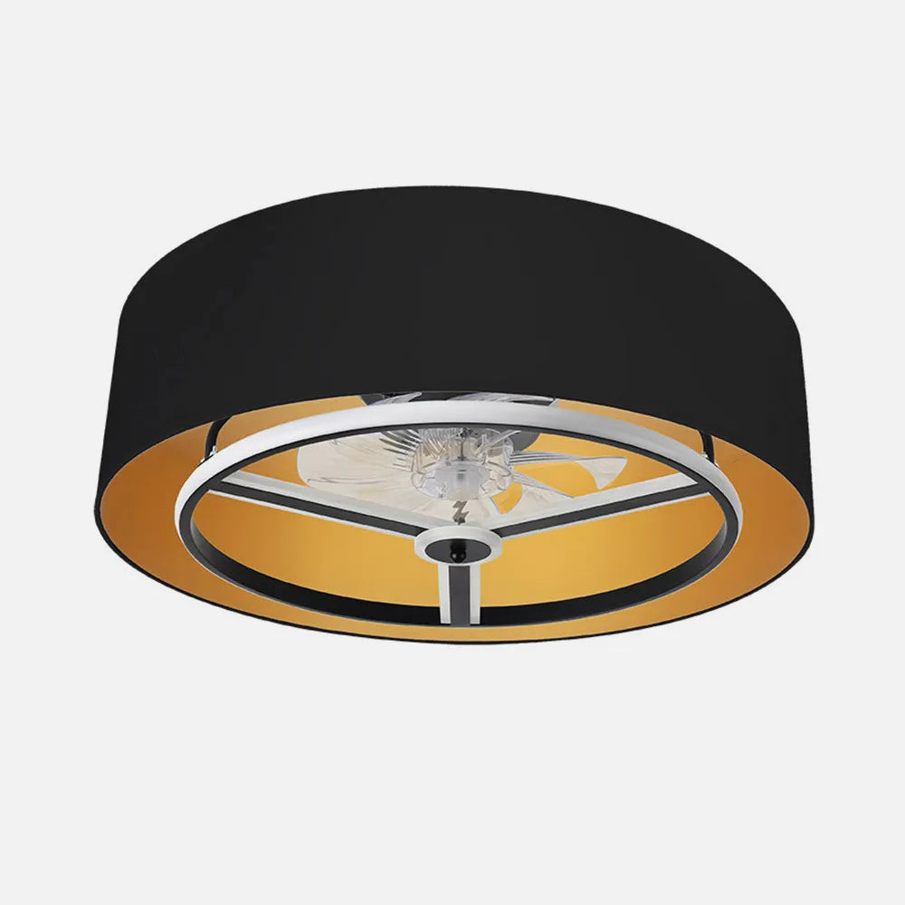 Ventilador de techo tipo plafón DC Anuska 70 cm con luz LED de FABRILAMP en color negro/oro