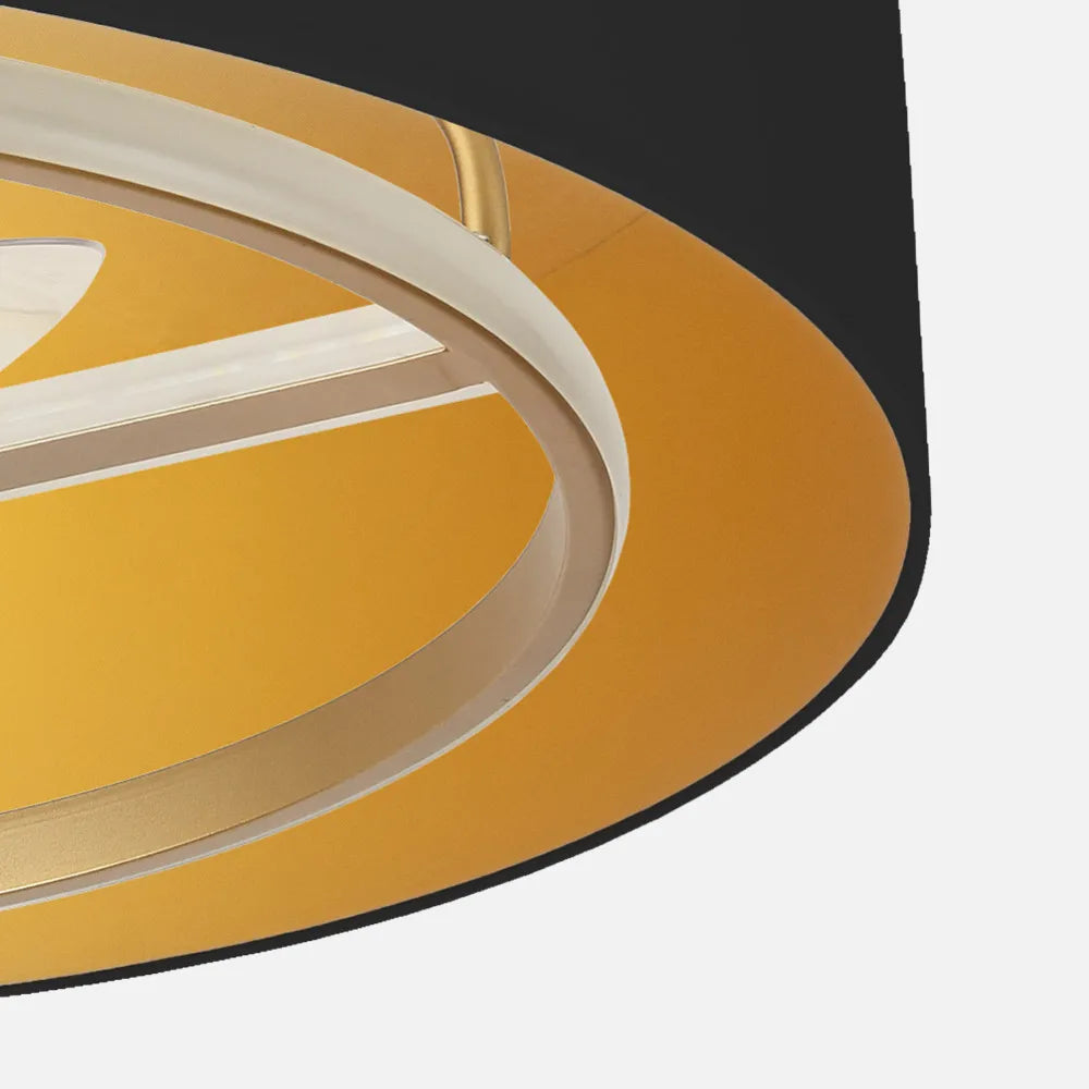 Ventilador de techo tipo plafón DC Anuska 70 cm con luz LED de FABRILAMP en color negro/oro-oro – vista de detalle