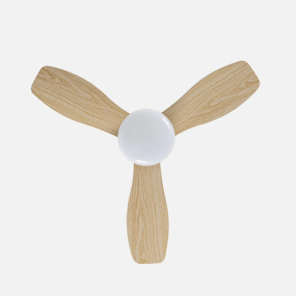 Ventilador de techo DC Asaf 62 cm con luz LED de FABRILAMP en color blanco/haya – vista de detalle