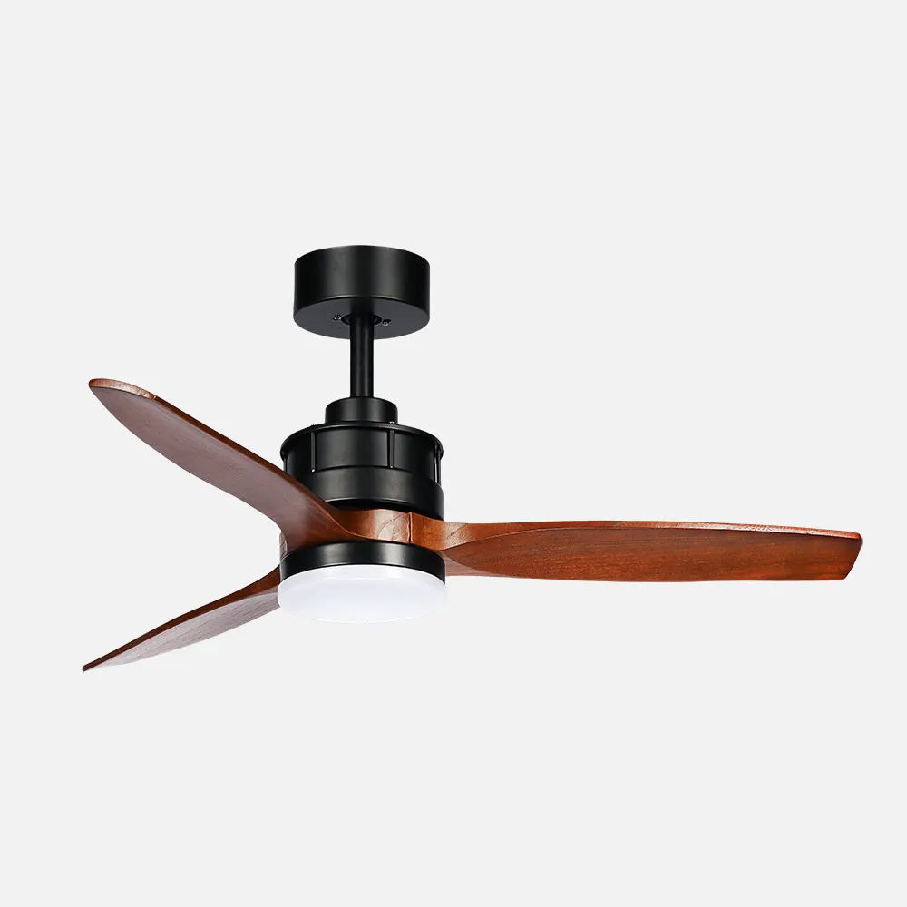 Ventilador de techo DC Barrax 106 cm con luz LED de FABRILAMP en color negro/roble