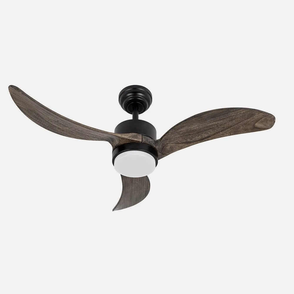 Ventilador de techo DC Bembézar 107 cm con luz LED de FABRILAMP en color negro/roble