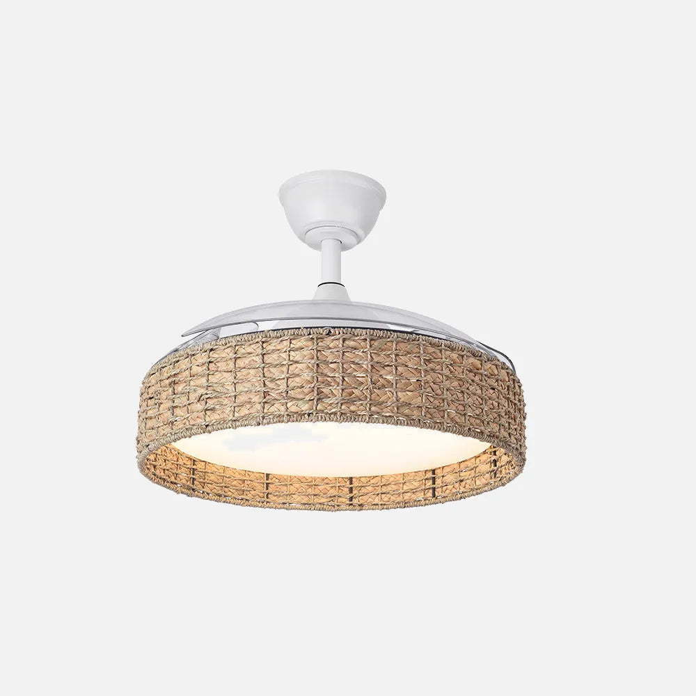 Ventilador de techo DC Canario 107 cm con aspas retráctiles y luz LED de FABRILAMP en color blanco/natural – vista de detalle