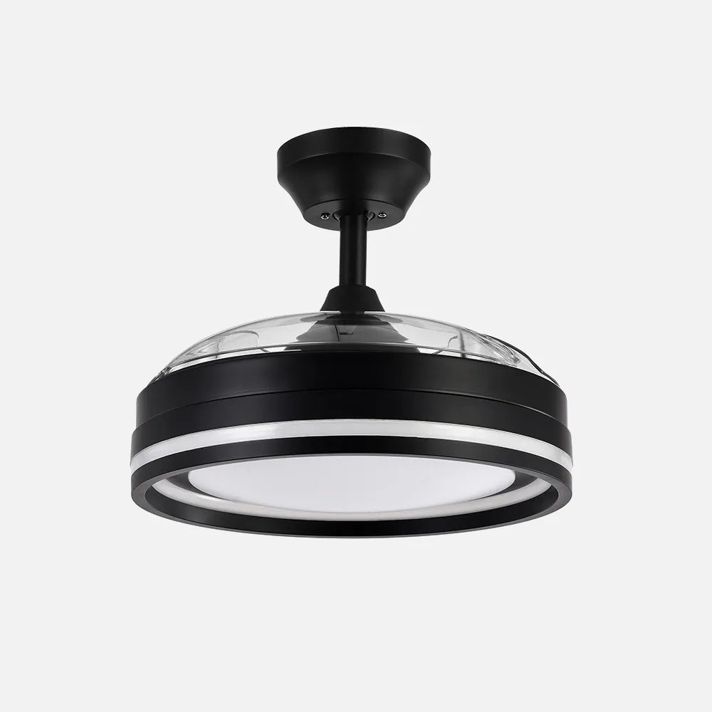Ventilador de techo DC Cerrato 107 cm con aspas retráctiles y luz LED de FABRILAMP en color negro – vista de detalle