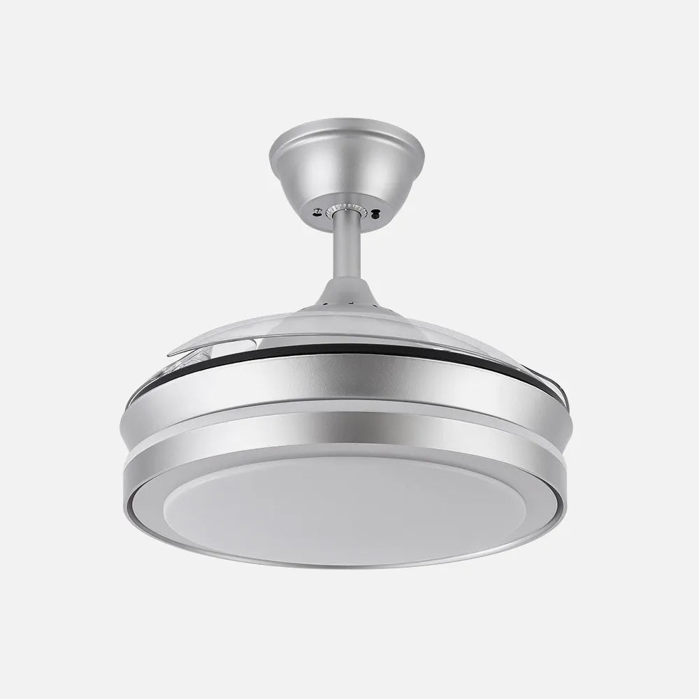 Ventilador de techo DC Esparta 91 cm con aspas retráctiles y luz LED de FABRILAMP en color plata – vista de detalle