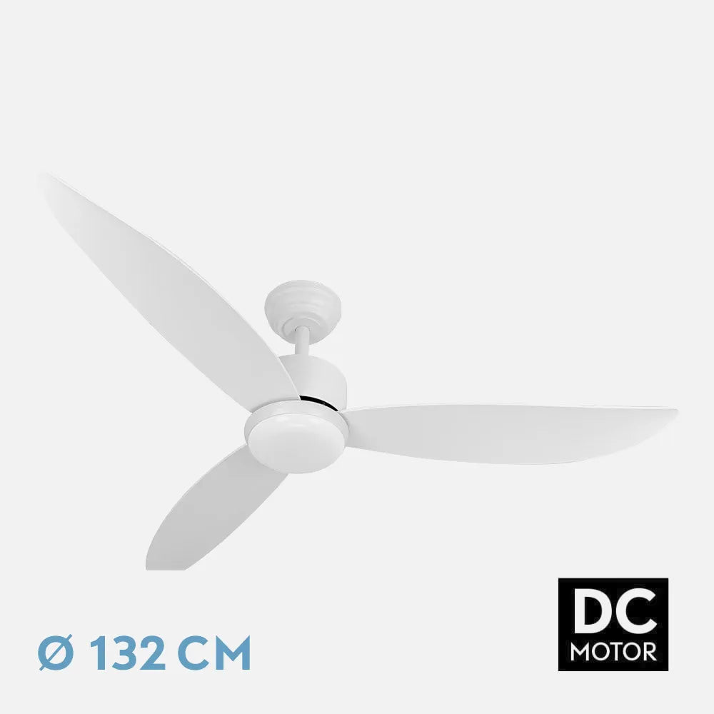 Ventilador de techo DC Genil 132 cm con luz LED de FABRILAMP en color blanco – vista de detalle